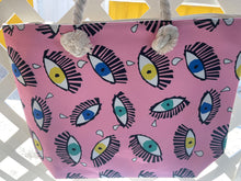 Load image into Gallery viewer, Shopper Bag with Evil Eye Design
