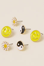 Load image into Gallery viewer, FC Multi Pack Smiley, Yin Yang, and Flowers Earrings
