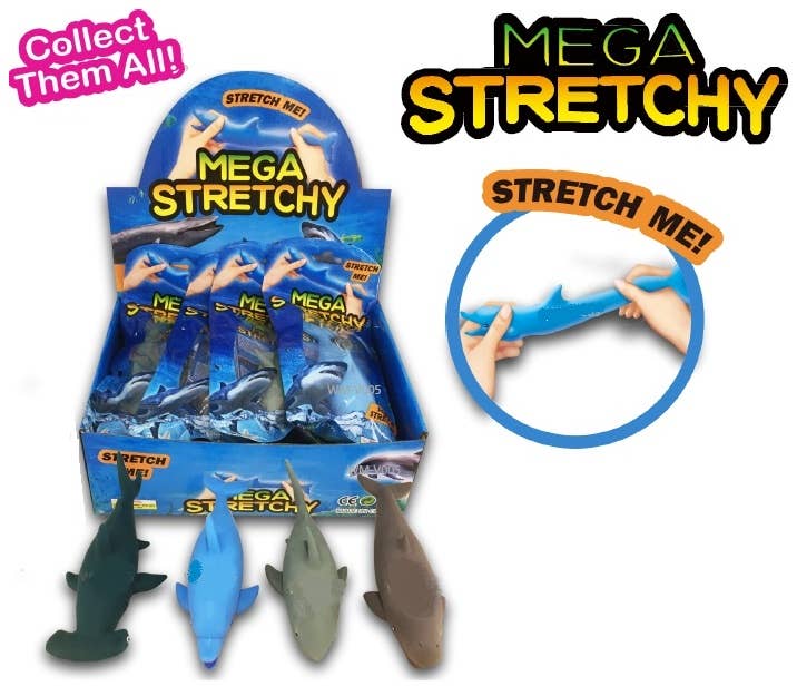 Mega Stretchy Toy - 4 Assorted Sharks, Dolphin and Whale