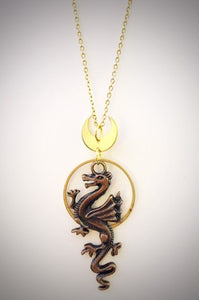 Dear Prudence Dragon Necklace with Half Moon Charm