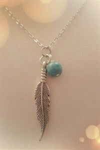 Dear Prudence Whimsical Feather With Turquoise
