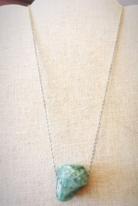 Dear Prudence Raw fluorite nugget necklace on SS chain