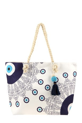 Shopper Bag with Evil Eye Design
